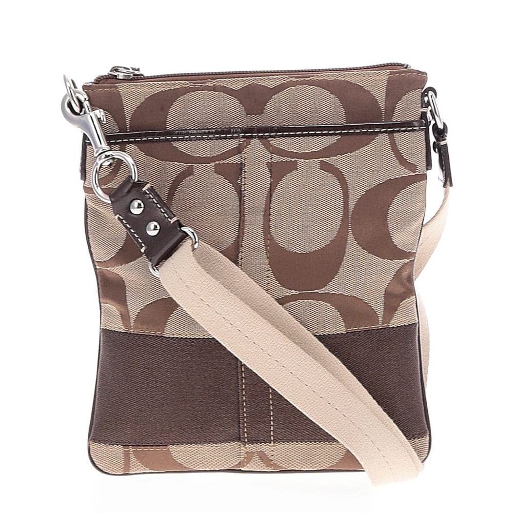 Coach Signature Canvas Crossbody / Messenger Bag — Brown & Tan